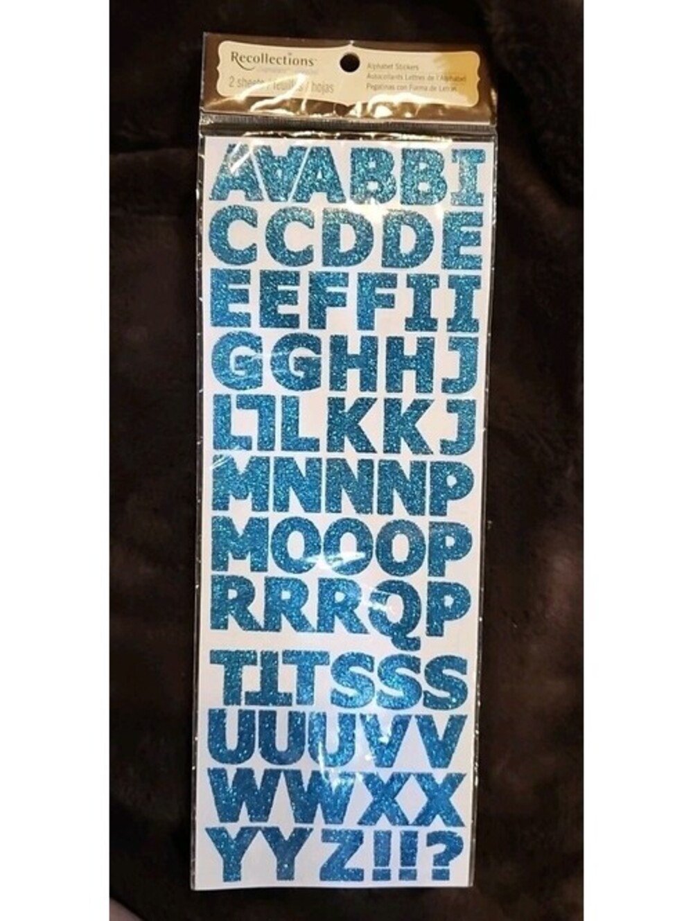 Blue Glitter 1" Aplhabet stickers x 2